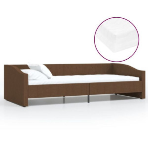 Łóżko dzienne z materacem i USB, ciemnobrązowe, 90x200 cm