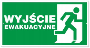 Tabliczka WYJŚCIE EWAKUACYJNE NAPIS W PRAWO duża