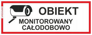 Tabliczka OBIEKT MONITOROWANY CAŁODOBOWO 21x8