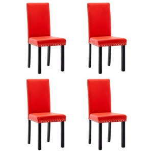 Krzesła stołowe, 4 szt., czerwony, PVC