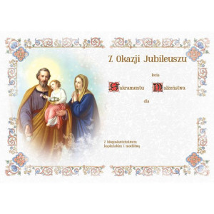 Pamiątka Jubileuszu Sakramentu Małżeństwa A5 -Św. Rodzina