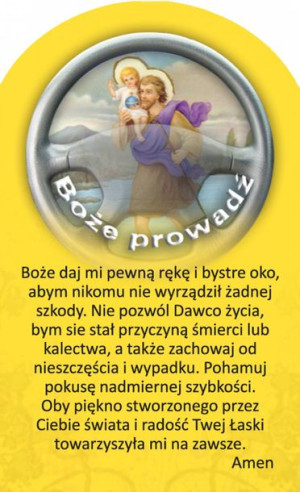 Święty Krzysztof - Boże prowadź - naklejka papierowa (100 szt)