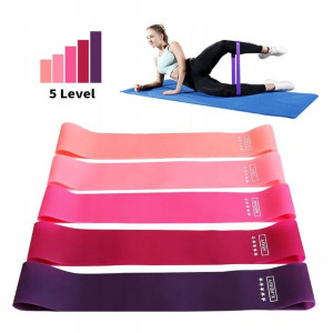 Zestaw 5 Gum Do Ćwiczeń Oporowe Fitness Różowe