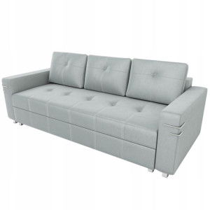 Sofa z funkcją spania szara pojemnik pościel MIRNA