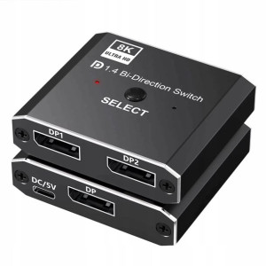 Switch Displayport 2x1 Splitter 1x2 Rozdzielacz 8k