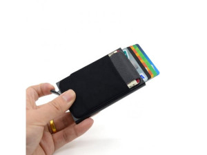 Aluminiowy Cienki Portfel RFID Etui Karty czarny