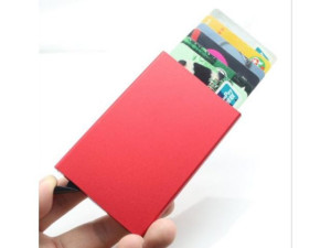 Aluminiowy Cienki Portfel RFID Etui Karty czerwony