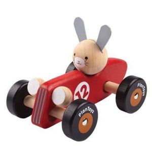 Drewniana rajdówka z królikiem, Plan Toys