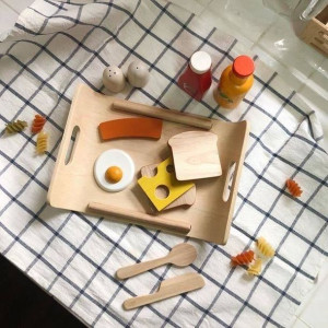 Śniadanie na tacy, drewniany zestaw do zabawy, Plan Toys