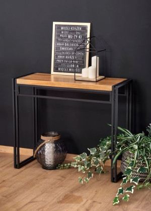konsolka BOLIVAR KN1 dąb złoty / czarny toaletka loft regał pólka