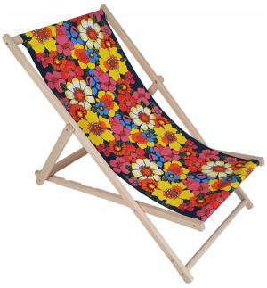 Leżak DREWNIANY LEŻAKI PLAŻOWE 100% Bawełna