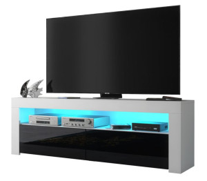 Komoda Stolik Szafka Biały/czarny Połysk Rtv E055 + Led