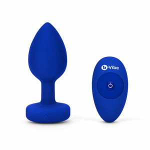 Plug analny wibrujący - B-Vibe Vibrating Jewel Plug L/XL Navy