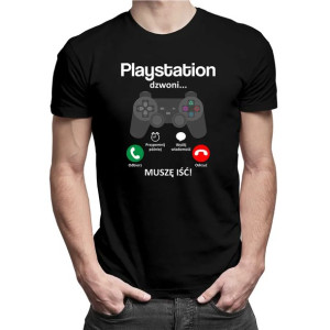 Playstation dzwoni, muszę iść Śmieszna męska koszulka na prezent