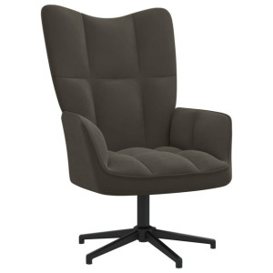 Fotel, ciemnoszary, obity aksamitem