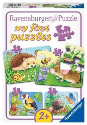 Ravensburger Puzzle 4w1 Słodcy Mieszkańcy Ogrodów