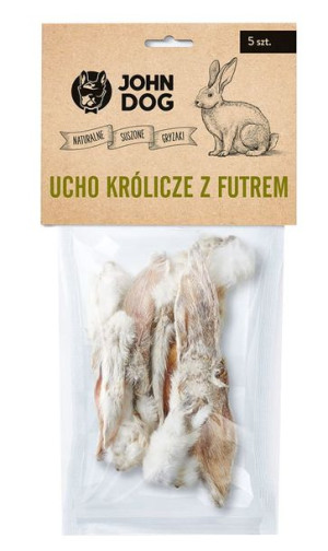 JohnDog Ucho królicze z futrem 5szt