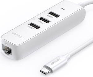 Hub UGREEN CM416 4w1 USB-C - 3x USB 3.1 Gen 1 + RJ45 PD biały