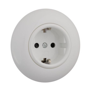 Gniazdko gniazdko elektryczne RETRO SCHUKO białe