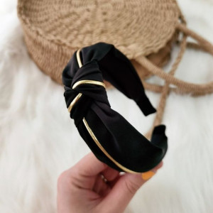 Opaska turban z materiału gruba złocona O219CZ