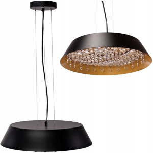 Lampa Wisząca Led Czarna Złota Kryształy Gold Led