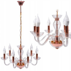 Lampa Wisząca Żyrandol Rose Gold Różowe Złoto X6
