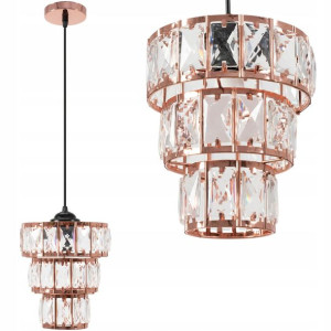 Lampa Wisząca Różowa Złota Kryształ Rose Gold E27