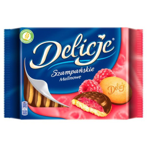 Delicje Szampańskie Biszkopty z galaretką malinowe oblewane czekoladą 294 g
