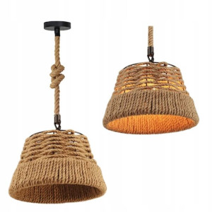 Lampa Wisząca Wiązana Sznur Naturalna Pleciona Led