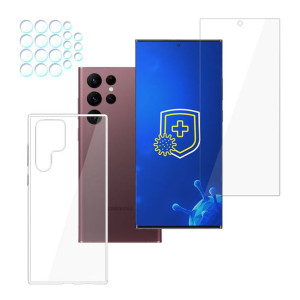 ZESTAW na Samsung Galaxy S22 Ultra - 3mk SilverProtection+, 3mk Clear Case,