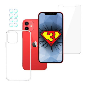 ZESTAW na iPhone 12 Mini - 3mk HardGlass, 3mk Clear Case, 3mk Lens Protecti