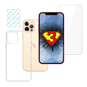 ZESTAW na iPhone 13 Pro - 3mk HardGlass, 3mk Clear Case, 3mk Lens Protectio