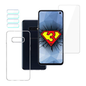 ZESTAW na Samsung Galaxy S10e - 3mk HardGlass, 3mk Clear Case, 3mk Lens Pro