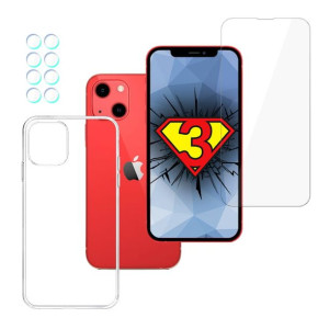 ZESTAW na iPhone 13 - 3mk HardGlass, 3mk Clear Case, 3mk Lens Protection