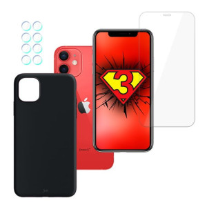 ZESTAW na iPhone 12 - 3mk FlexibleGlass, 3mk Matt Case, 3mk Lens Protection
