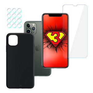 ZESTAW na iPhone 11 Pro - 3mk FlexibleGlass, 3mk Matt Case, 3mk Lens Protec