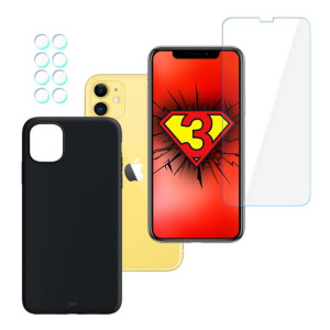 ZESTAW na iPhone 11 - 3mk FlexibleGlass, 3mk Matt Case, 3mk Lens Protection