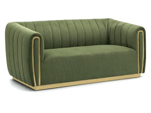Sofa sztruksowa 2-osobowa SANTORINI 2 zielona glamour