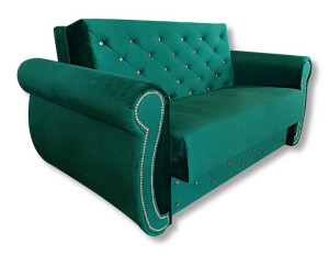 Amerykanka 2-osobowa Chester glamour z kryształami sofa wysuwana na rolkach