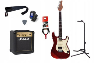 Gitara Elektryczna + Wzmacniacz 10w Kabel Zestaw