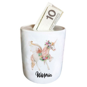 Skarbonka z jednorożcem *TWOJE IMIĘ* personalizowana