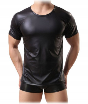 Lateksowy T-shirt Męski Obcisła Sexy Koszulka L/xl