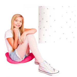 Yoclub Rajstopy z Microfibry 40DEN 140/146 brokatowe kropki