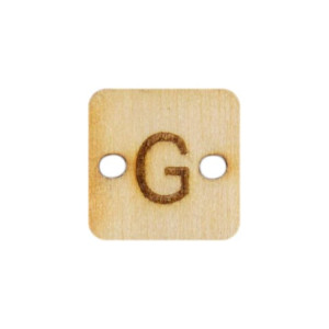 Guzik literka alfabetu drewno 12x12 mm 5szt G