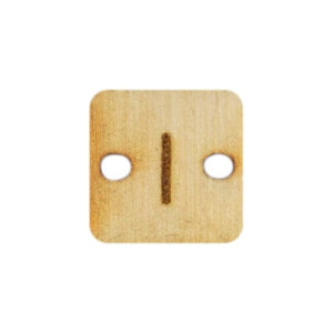Guzik literka alfabetu drewno 12x12 mm 5szt I