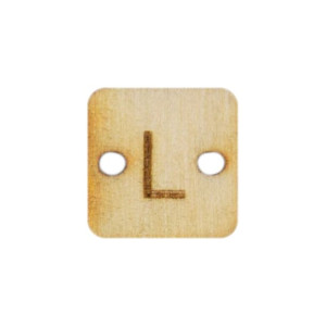 Guzik literka alfabetu drewno 12x12 mm 5szt L