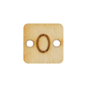 Guzik literka alfabetu drewno 12x12 mm 5szt O