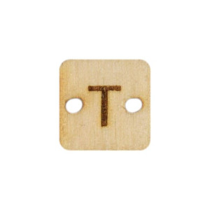 Guzik literka alfabetu drewno 12x12 mm 5szt T
