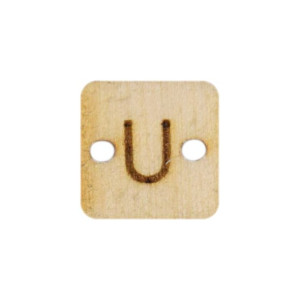 Guzik literka alfabetu drewno 12x12 mm 5szt U