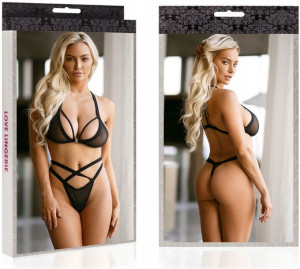 Komplet Prześwitującej Sex Bielizny Stringi Stanik